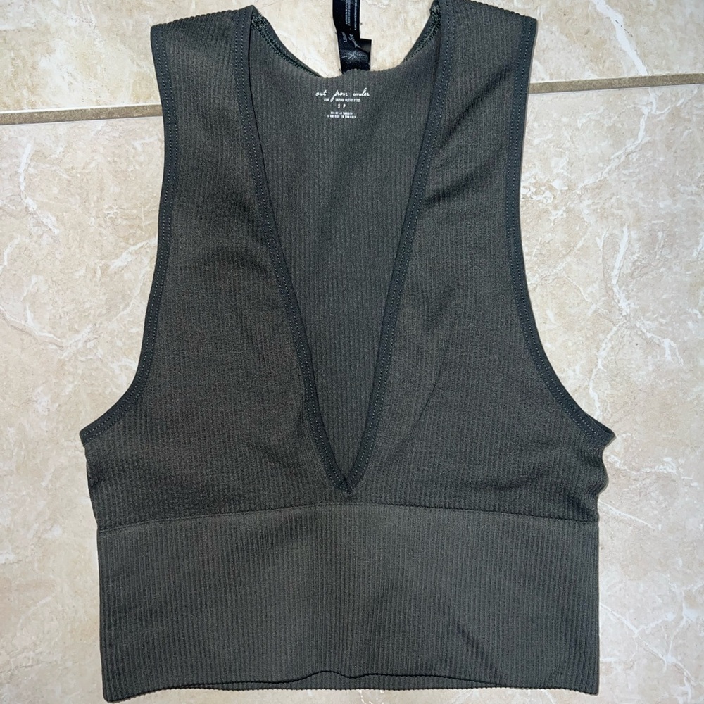 Urban Outfitters Deep V-Neck Ribbed Tank Top